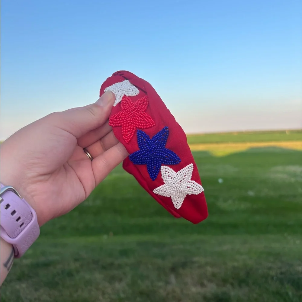 Treasure Jewels Red Beaded Star Headband